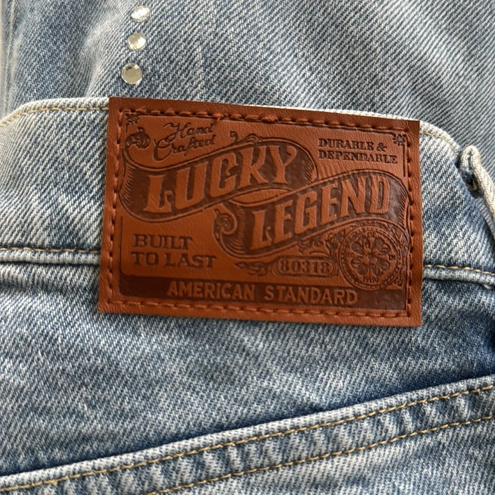 Lucky Brand Legend rhinestone 90s loose high rise crop light wash jeans size 25 - Picture 11 of 13